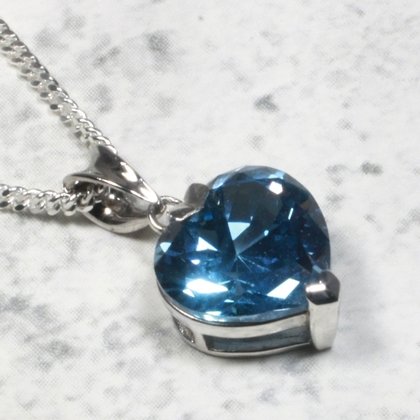 Siberian Quartz Aquamarine Heart Pendant ~11mm