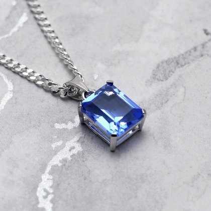 Siberian Blue Quartz Rectangle Pendant ~11mm