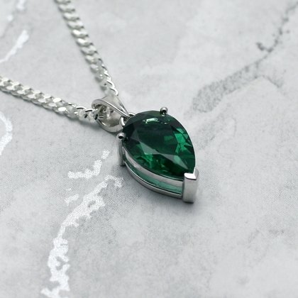 Siberian Emerald Teardrop Pendant ~14mm