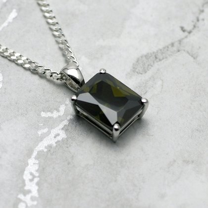 Siberian Moldavite Rectangle Pendant ~12mm