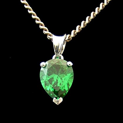 Siberian Quartz - Emerald & Silver Droplet Pendant (11mm)