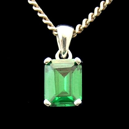 Siberian Quartz - Emerald & Silver Rectangular Pendant (10mm)