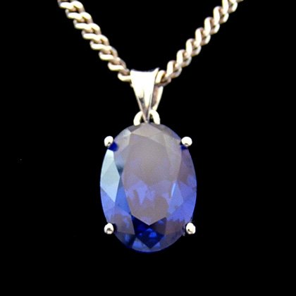 Siberian Quartz - Tanzanite & Silver Large Oval Pendant (15mm)