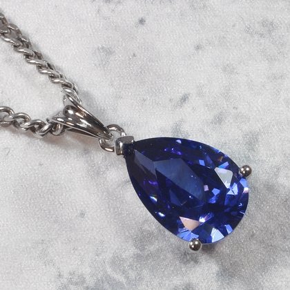 Siberian Quartz - Tanzanite Teardrop Faceted Pendant ~ 12mm