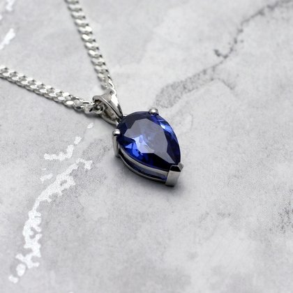 Siberian Quartz Tanzanite Teardrop Pendant  ~14mm