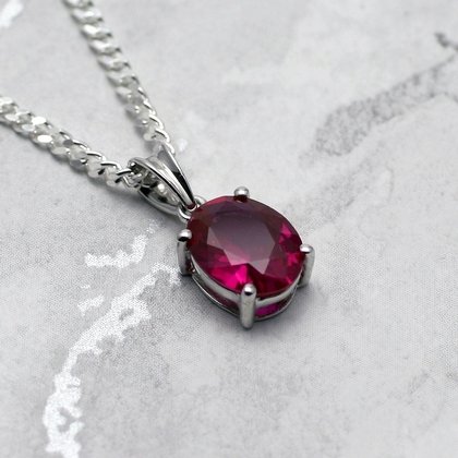 Siberian Ruby Oval Pendant ~10mm