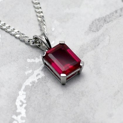 Siberian Ruby Rectangle Pendant ~10mm