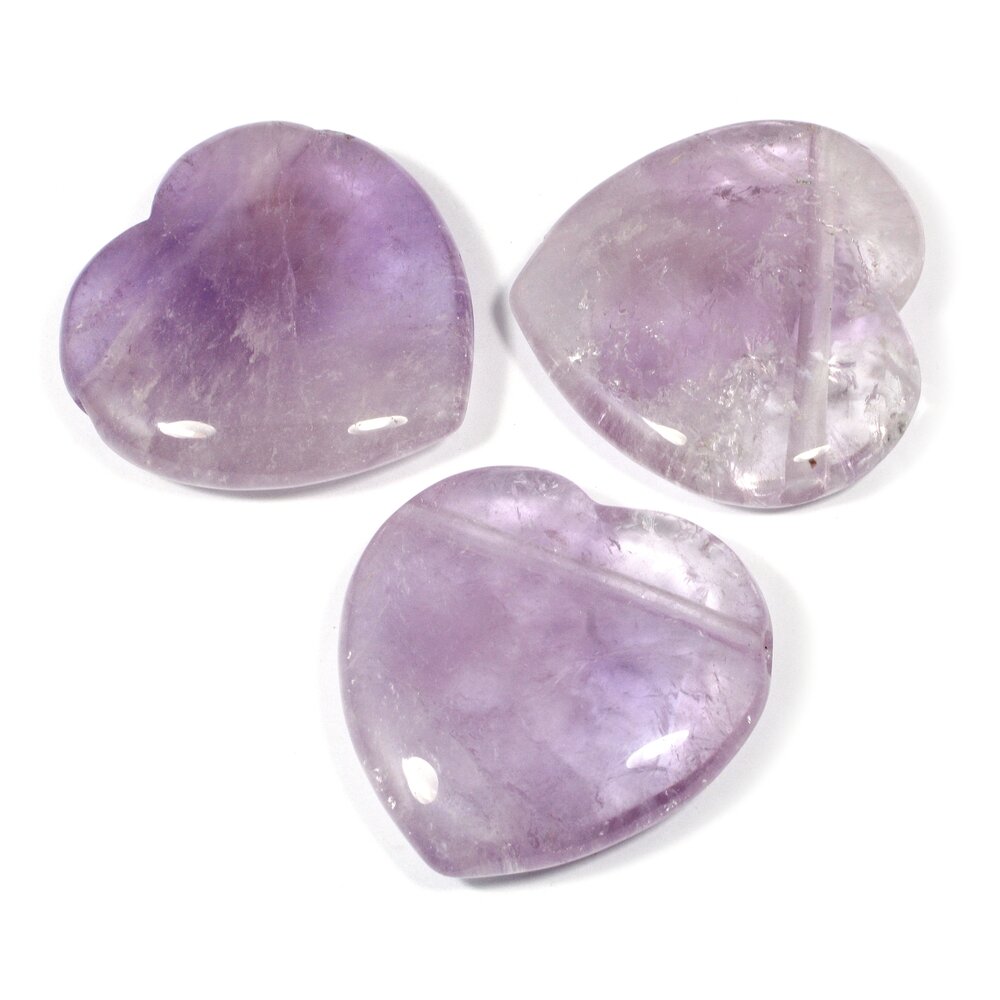 Side Drilled Amethyst Hearts - 40mm