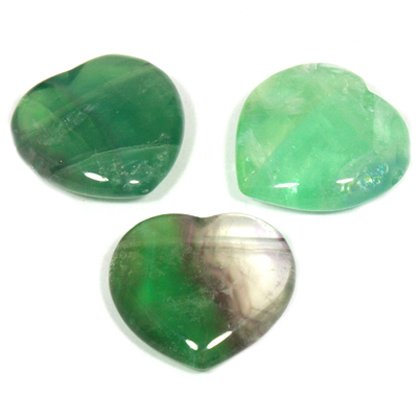 Side Drilled Fluorite Hearts - 30mm