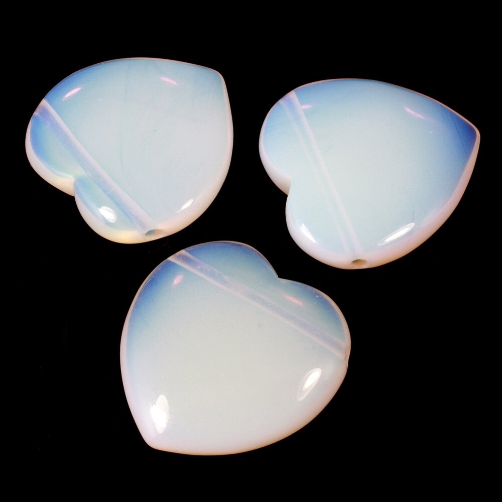 Side Drilled Opalite Hearts - 40mm