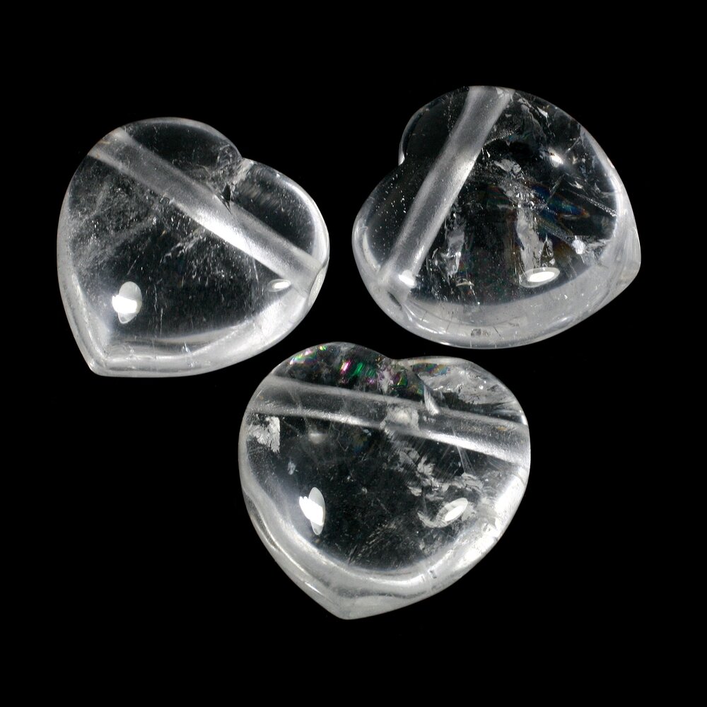 Side Drilled Quartz Hearts - 30mm