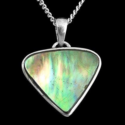 Silver & Abalone Shell Pendant - Droplet 25mm
