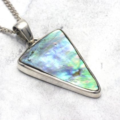 Silver & Abalone Shell Pendant - Triangle 32mm