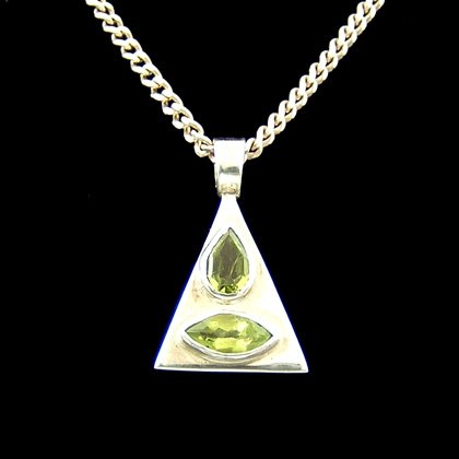Silver and Faceted Peridot Pendant