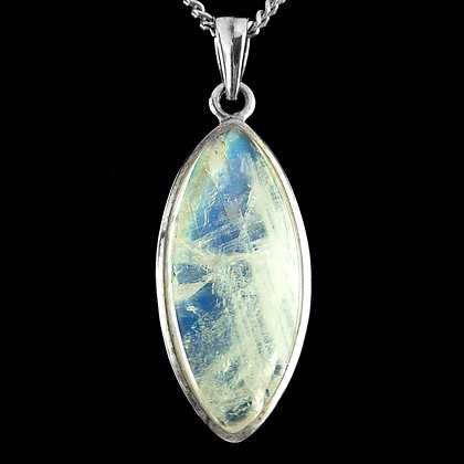 Silver & Moonstone Pendant - Long Diamond 35mm