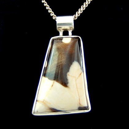 Peanut Wood & Silver Pendant - Trapezium 30mm