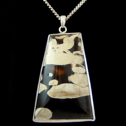 Peanut Wood & Silver Pendant - Trapezium 44mm