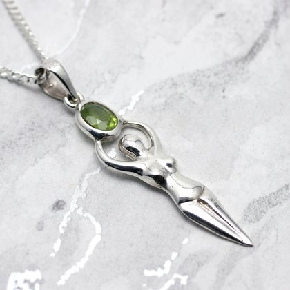 Silver & Peridot Goddess, Faceted Oval - 45mm