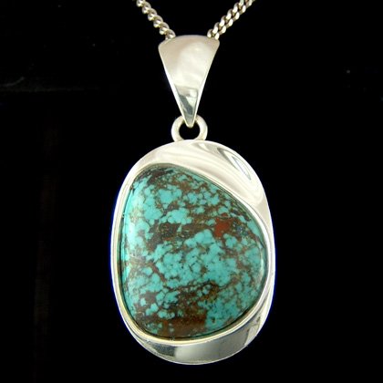 Silver & Turquoise Pendant -  Silver Design 38mm