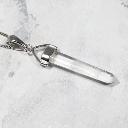Silver Quartz 925 Silver Pendant  ~41mm