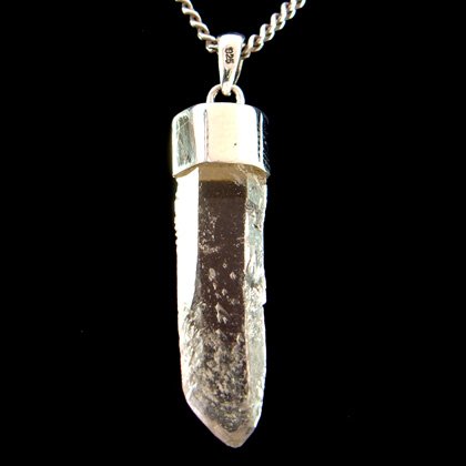 Silver Quartz Pendant - Natural Unpolished 33mm