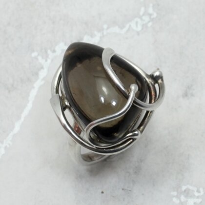 Smoky Quartz 925 Sterling Silver Ring~8.5 US / Q 3/5 UK