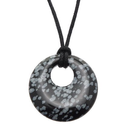 Snowflake Obsidian Donut Pendant (Gift Boxed)