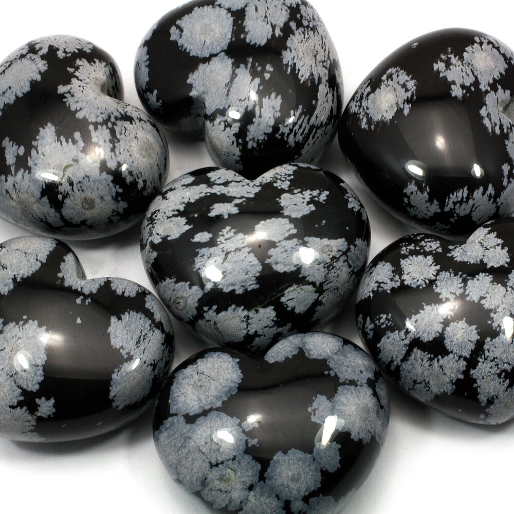 Snowflake Obsidian Crystal Heart ~45mm