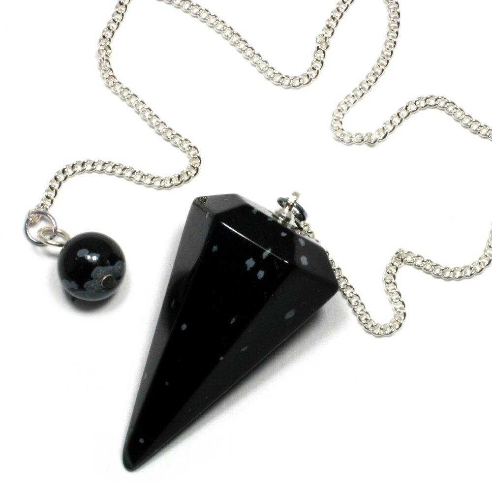 Snowflake Obsidian Crystal Pendulum