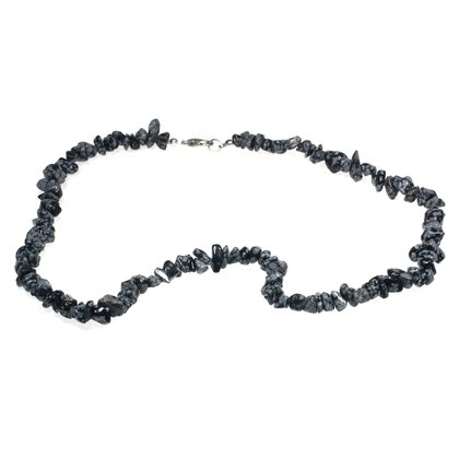 Snowflake Obsidian Gemstone Chip Necklace with Clasp