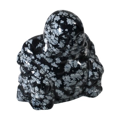 Snowflake Obsidian Sitting Buddha Statue