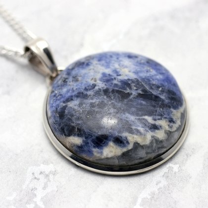 Sodalite & Silver Pendant ~32mm