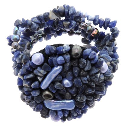 Sodalite & Pearl Crystal Bracelet - Rosette Style