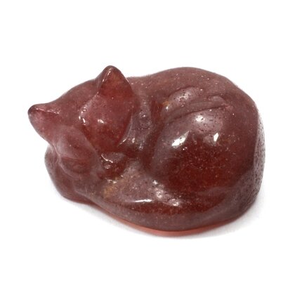 Strawberry Quartz Crystal Cat 35mm