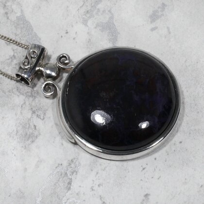 Sugilite Circle 925 Silver Pendant ~47mm