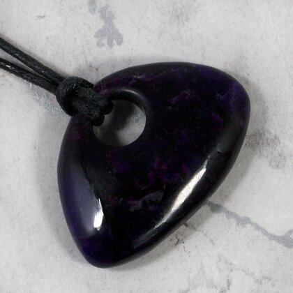Sugilite Drilled Tumblestone with Cord  ~25x35mm