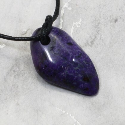 Sugilite Drilled Tumblestone with Cord  ~27mm