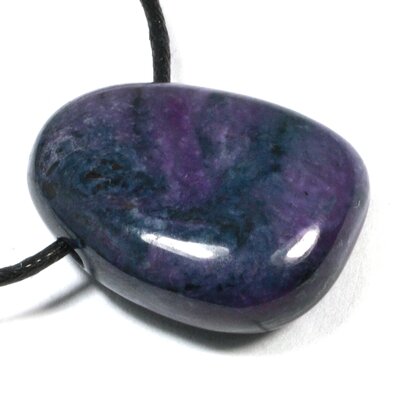 Sugilite Drilled Tumblestone with Cord  ~29x21mm