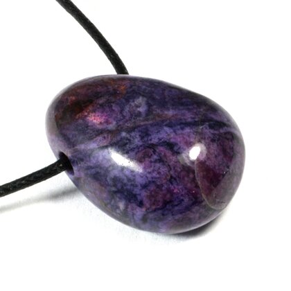 Sugilite Drilled Tumblestone with Cord  ~30x20mm