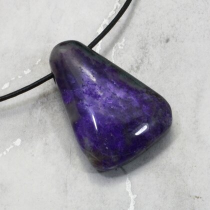 Sugilite Drilled Tumblestone with Cord  ~35mm