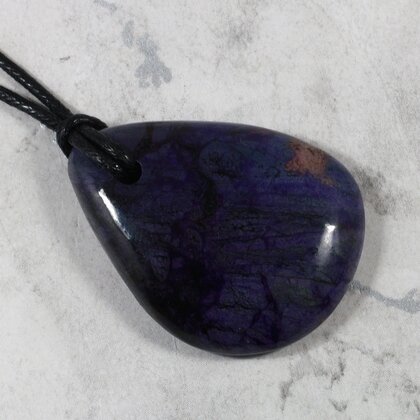 Sugilite Drilled Tumblestone with Cord  ~37x28mm