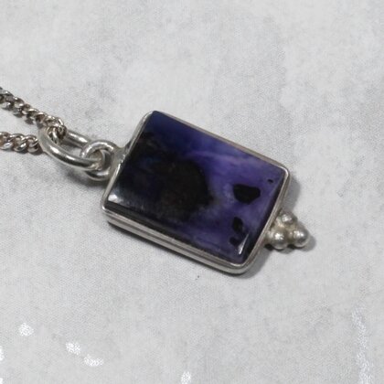 Sugilite Mini 925 Silver Rectangle Pendant ~17mm