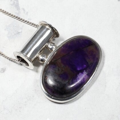Sugilite Oval 925 Silver Pendant ~31mm