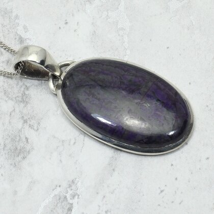 Sugilite Oval 925 Silver Pendant ~34mm