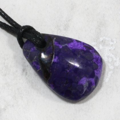 Sugilite Pendant With Wax Cotton Cord  ~23 x 17mm