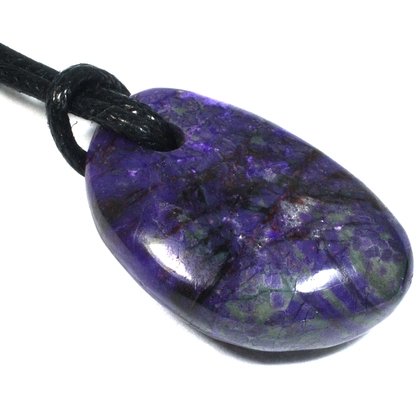 Sugilite Pendant With Wax Cotton Cord  ~27 x 18mm