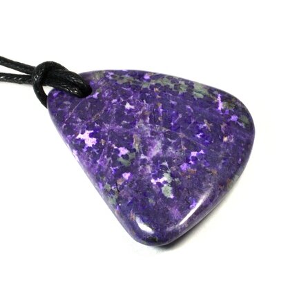 Sugilite Pendant With Wax Cotton Cord  ~38x30mm