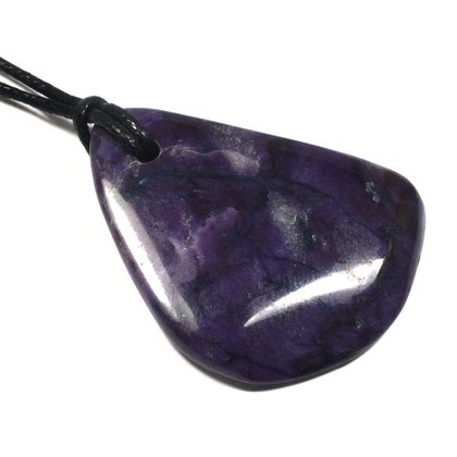 Sugilite Pendant With Wax Cotton Cord  ~41 x 30mm