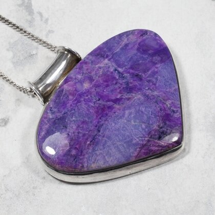 Sugilite Teardrop 925 Silver Pendant ~38mm