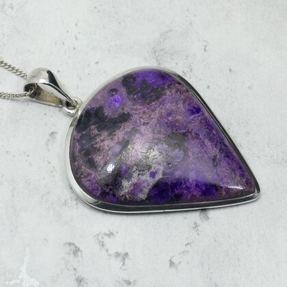 Sugilite Teardrop 925 Silver Pendant ~39mm